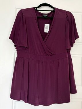 Torrid 1X Plum Wrap Front Peplum Top